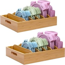 2pc Bamboo Kitchen Lid Organizer 5 Adjustable Section Holder