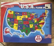 Melissa and Doug USA Map Floor Puzzle 51 pcs 2 x 3 feet United States Map K-1