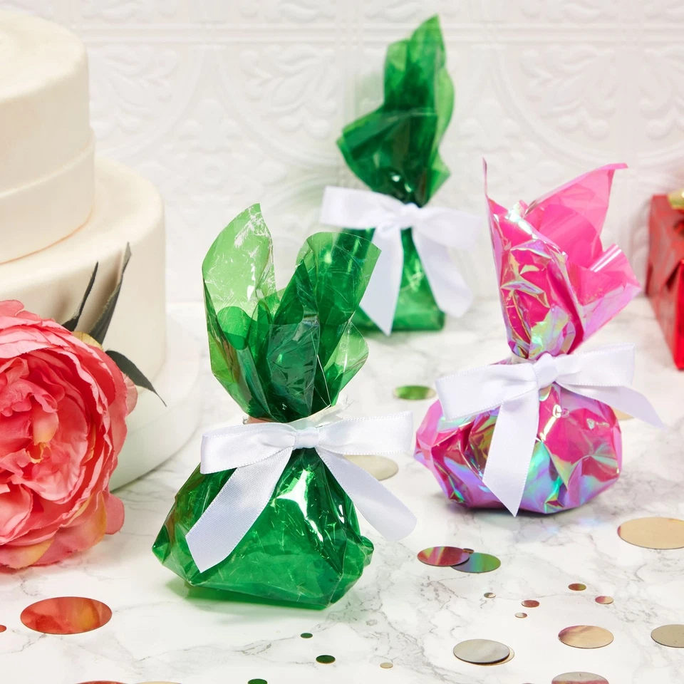 100-Pack White Satin Ribbon Twist Tie Bows for Gift Wrapping Crafts, 2.5x3 in - Image 2 of 4