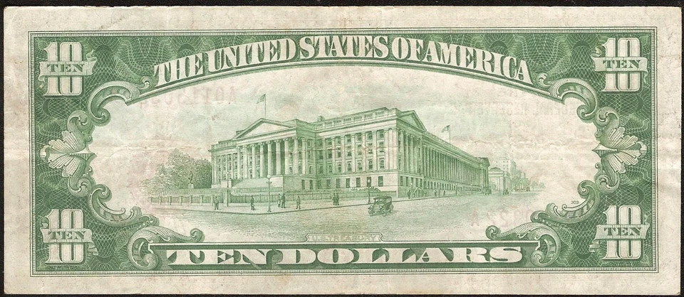 1929 $10 DOLLAR BILL BROWN SEAL BANK NOTE OLD PAPER MONEY NATIONAL CURRENCY - Image 2 of 2