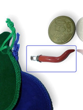 Ciondolo di Argento 925 con Corallo rosso Corno in Cornetto e Portafortuna Charm