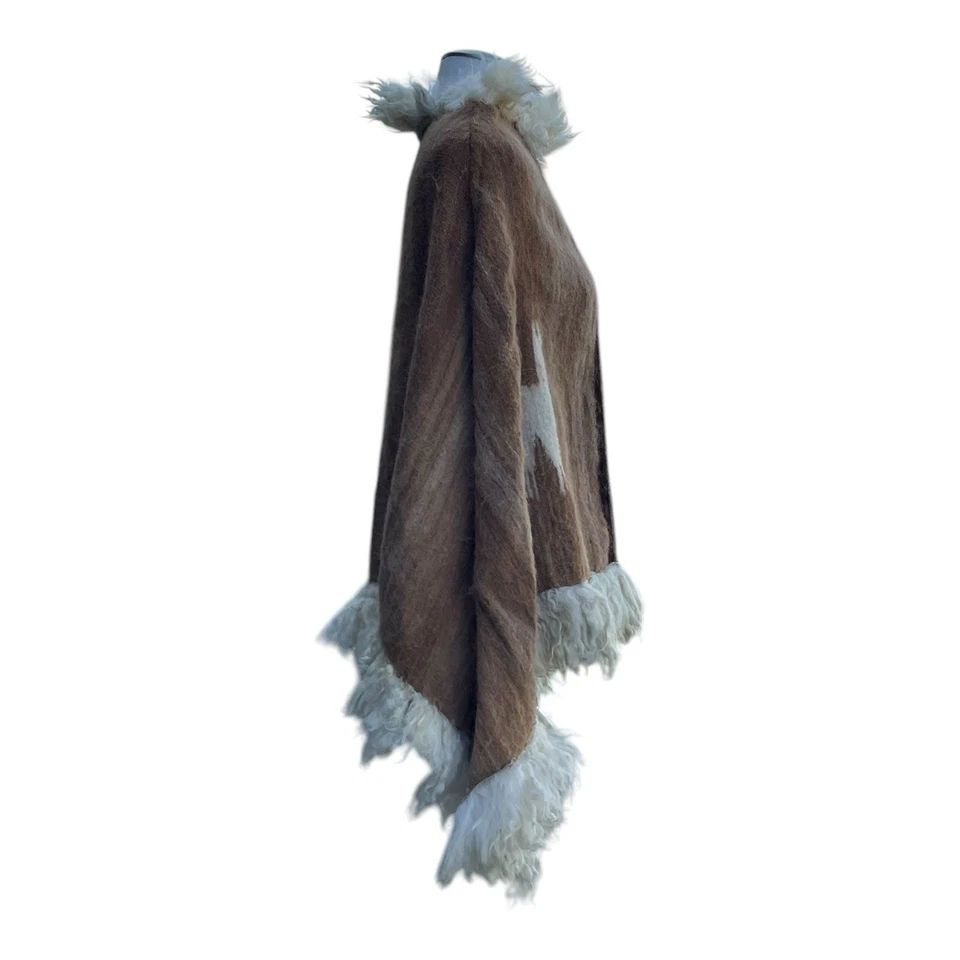 Poncho con capa de lana de alpaca OSFM boho hippie occidental vintage años 60 70 para mujer Foto 4 de 4