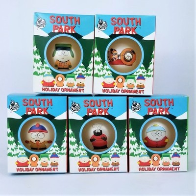 Lot of 5 South Park Glass Ornaments Kyle Cartman Stan Kenny Chef Holiday xmas