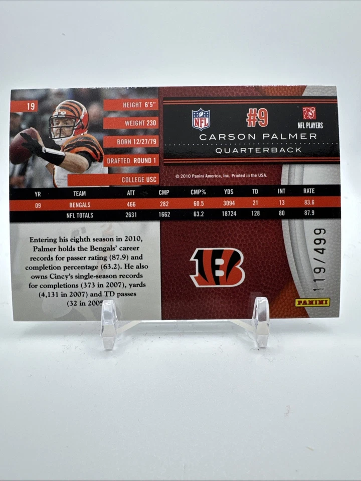 2010 Panini Limited #19 Carson Palmer /499 - Image 2 of 2