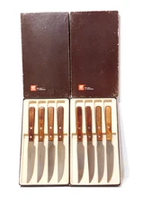 8 Vintage Zwilling J.A. Henckels Wood Handle Steak Knives Knife Original Boxes