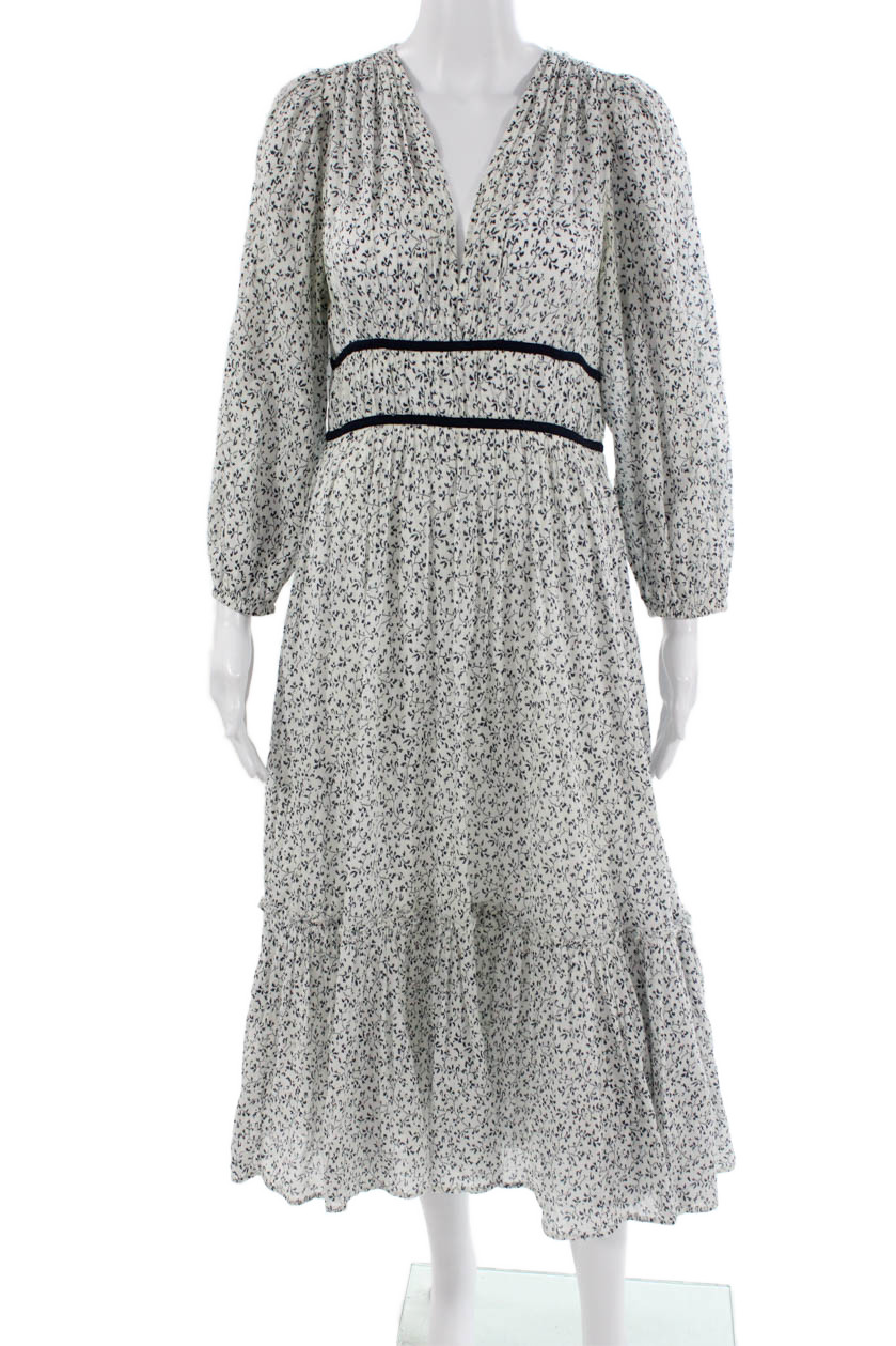 Ulla Johnson Womens Maxi Fit and Flare V-Neck White Cotton Boho Dress Size 4Free Shipping in US $100+ Orders | $6.95 Orders Below