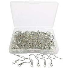 120pcs Earring Hooks with Ball and Coil, Hypo Allergenic Plated Silver Ear Wi...