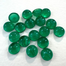 G75 Vintage glass cabochons 40SS 8.5mm round green "flawed" unfoiled 18 