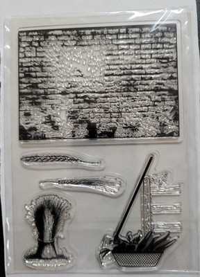 UNBRANDED Garden Brick Wall Clear Stamp Set Hay Stack