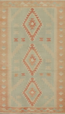 Tribal Muted Color Wool Kilim Handwoven Area Rug Nomadic Reversible Carpet 5x8