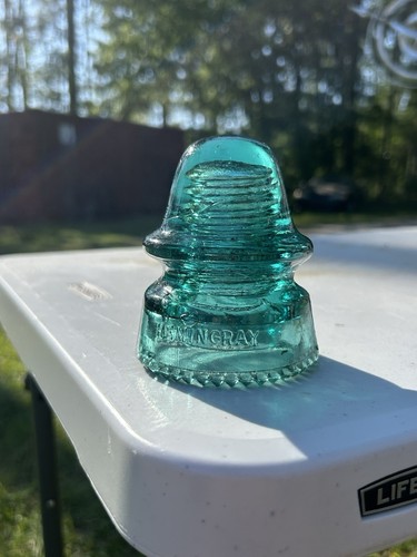Impresionante enagua aislante de vidrio vintage Aqua HEMINGRAY PATENTE 2 DE MAYO DE 1893 rara - Imagen 10 de 11