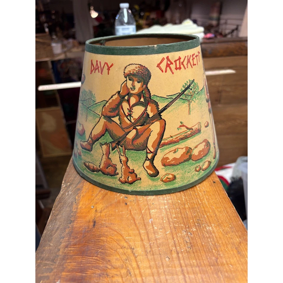 Vintage Davy Crockett Lamp Shade Western Frontier Character Decor - Image 4 of 4