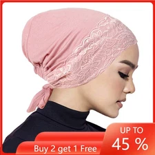 Lace Caps Soft  Women Cancer Chemo Hat Under Scarf Muslim Turban Inner Wrap