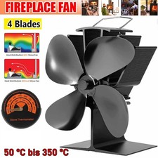 Heat Powered 4 Blade Stove Top Fan for Wood Burner Log Burning Fire Eco-friendly