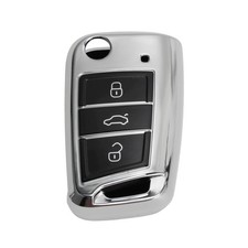 Silbernes TPU Autoschlüssel Etui für VW Golf/Polo 2G 6R 6C - 3 Tasten