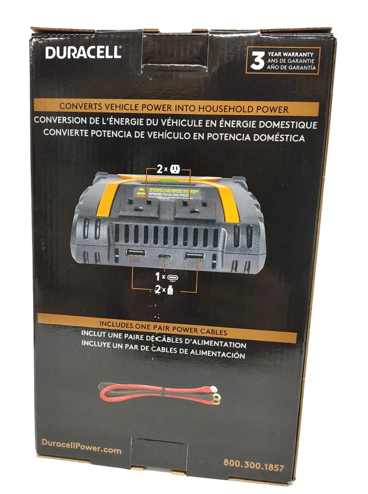 DURACELL HIGH POWER INVERTER 1000 WATT #1567291 NEW SEALED - Image 3 of 4