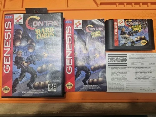 Contra: Hard Corps (Sega Genesis) Authentic,  Complete W/Card, Tested and Works!