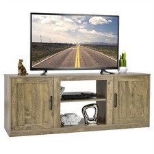 58" TV Stand Entertainment Console Center W/ 2 Cabinets for 65" TV Natural