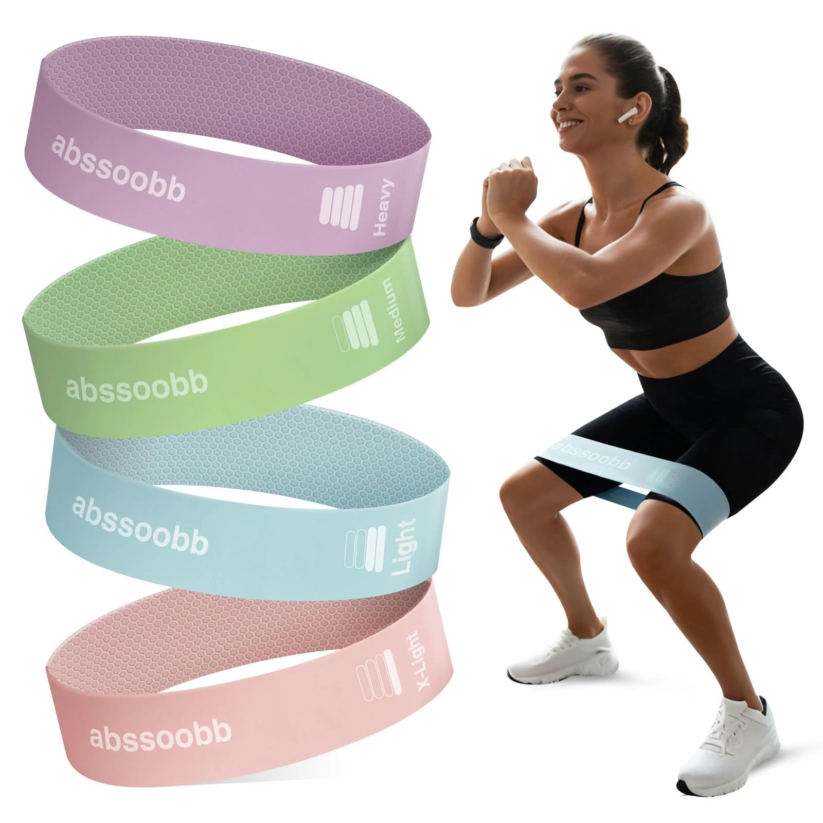 Silicone Resistance Loop Bands - Latex-No-Slip Glute Booty Bands - 4-Pack for...