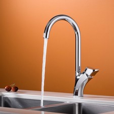 Chrome Brass Kitchen Faucet Tap Deck Mounted Single Handle Lever Mixer Control