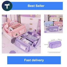Large Capacity Pencil Case Organizer Multi-Compartment Desktop Storage