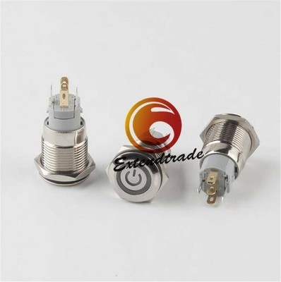 16mm 12V   Led Lighted Push Button Metal ON-OFF Switch  1PC *cc