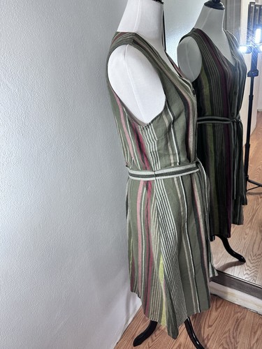 Liz Claiborne Size M Sleeveless A-line Maxi dress cotton linen Y2K pockets - Picture 4 of 9
