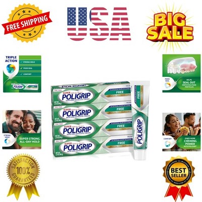 Super Poligrip Zinc Free Denture and Partials Adhesive Cream, 2.4 ounce Pack ...