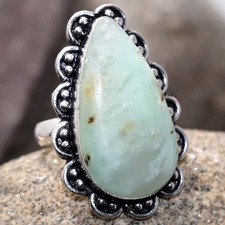 Chrysoprase 925 Silver Plated Gemstone Ring US 6.5 Valentine Gifts GW