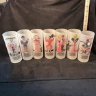 Vintage 1950s Gay Nineties Frosted Tom Collins Glasses - Set of 7 - MCM Barware