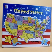 Map of the United States 84 Piece Jigsaw Puzzle Milton Bradley 2002 COMPLETE