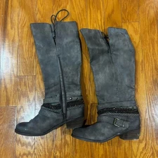 NOT RATED Boho Tall Festival Sz 8 Heeled Knee High Women's Grey and Brown Boots