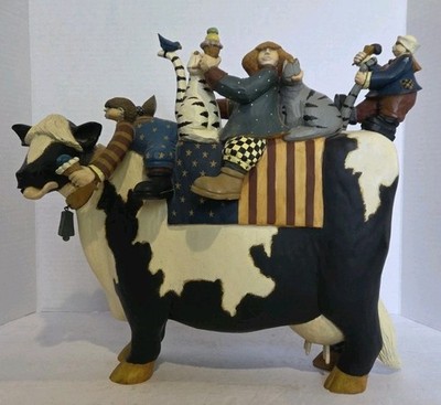 Williraye Studio WW1314 *Blue Moon Express* Cow Statue 2942/5000 Large 13'' Tall