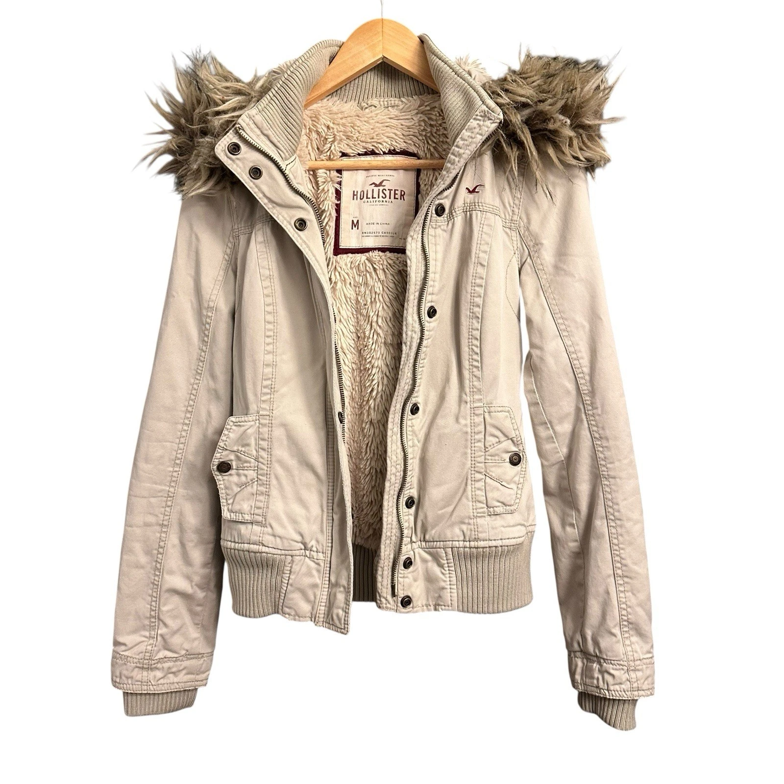 Y2K Hollister Cream Fur Trimmed Sherpa Lined Coat Bella Swan Jacket Medium
Opens in a new window or