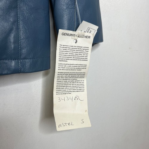 Excelled Blue Leather Jacket Women's Size S Genuine Leather Zip Up NEW - Picture 6 of 15