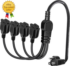1 to 4 Power Extension Cord Y Splitter, 3-Prong Heavy Duty Indoor Outdoor Cable