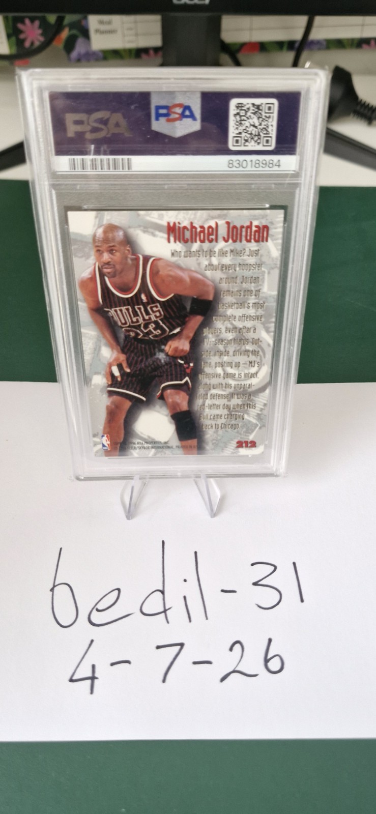 Michael Jordan PSA 9 Nuts & Bolts Fleer Metal 1995-96 view 2
