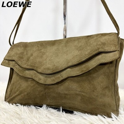 LOEWE Anagram Suede Shoulder Bag Embossed Logo Made in Spain From Japan