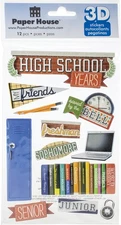 Paper House 3D Stickers 4.5"X7.5"-High School