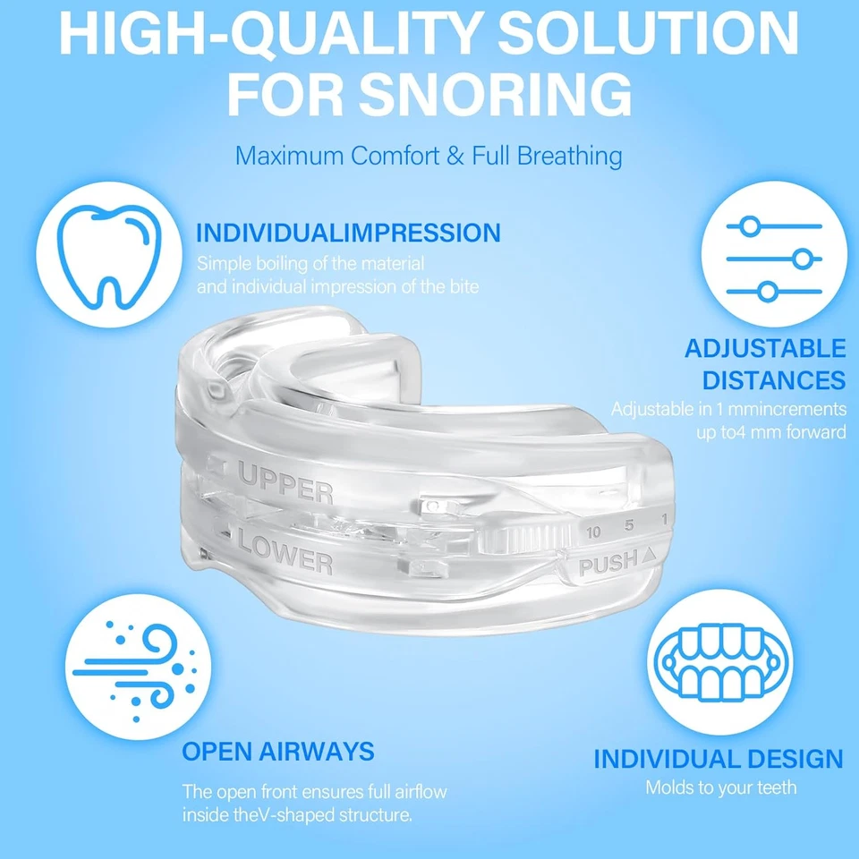 Dispositivo anti Russamento,Bite Notturno Antirussamento,Bite Dentale Notturno,R - Immagine 3 di 4