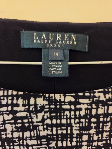 Vestido Ralph Lauren, estampado blanco y negro, ajustado y forrado, talla 14 - Imagen 4 de 8