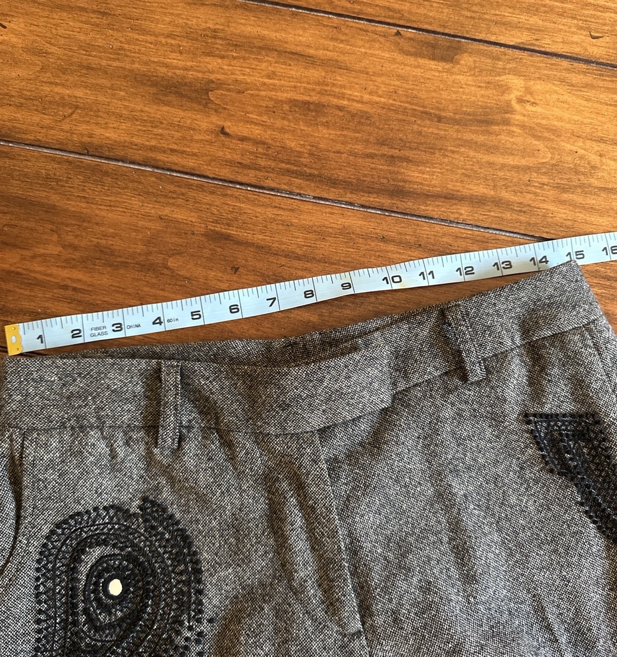 Barbara Bui Initials Wool Pants Gray Embroidered … - image 11