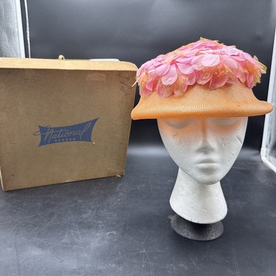 National stores vintage orange and pink hat with￼flowers