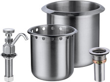 Brass Dipper Well Faucet & Stainless Steel Bowl Set for Cafes & Ice Cream Shops