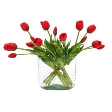 15pcs Artificial Tulips Flowers, Real Touch Latex Bouquet, Fake Tulips for Of...