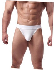 Mens Underwear Briefs Low Rise Ribbed Bikini Underpants Cool Medium White