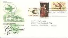 SC # 1552 1974 Christmas(Dove) Combo  Artcraft Cachet .