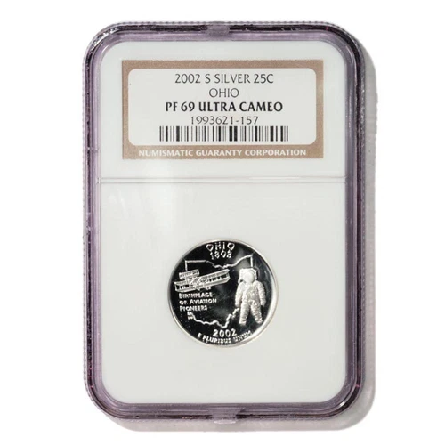 USA Ohio State Quarter 2002 S Silver Proof NGC PF 69 Ultra Cameo