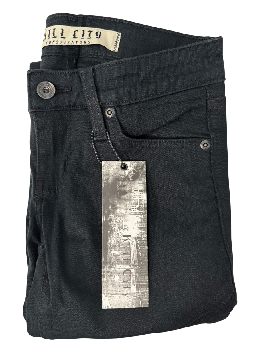 KILL CITY CONSPIRATORS WIRE FIT BLACK STRETCH DENIM WOMENS JEANS