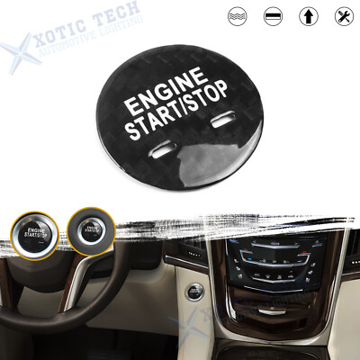1pc Black Carbon Fiber Style Start Stop Button Cover For Chevrolet GMC Cadillac